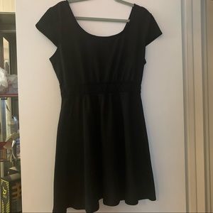 Black lace waist mini A-line dress